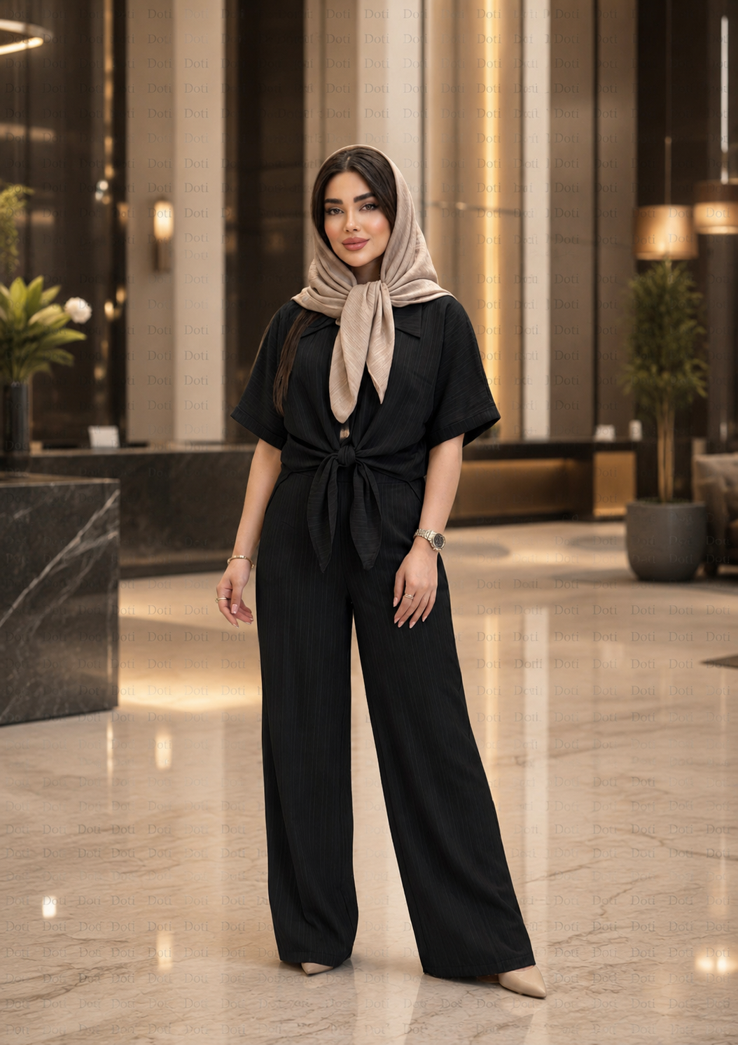ست‌شومیز گره ای به همراه شلوار بگ مناسب سایز ۳۶ الی ۴۴